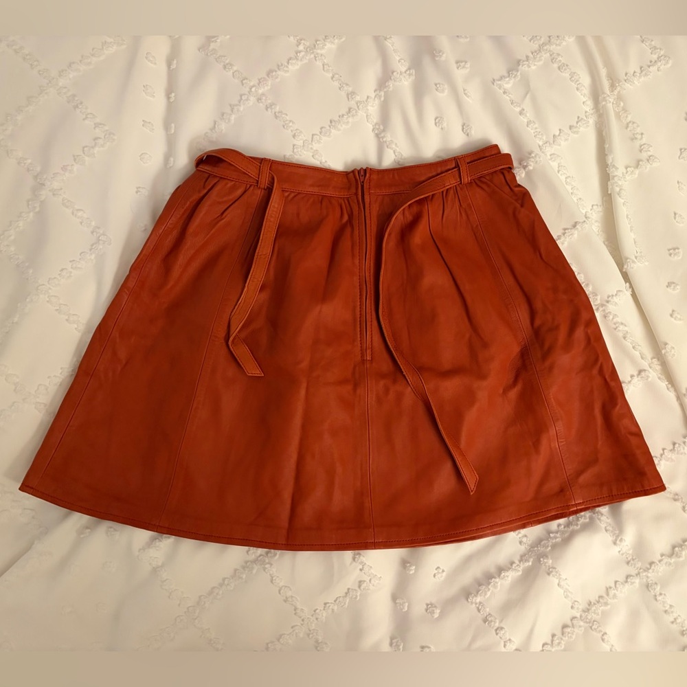 NWT Maje Orange Leather Skirt